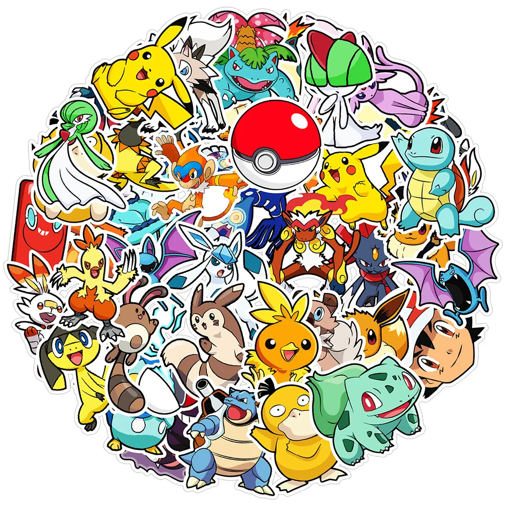 10/30/50pcs Pokemon Anime Cartoon Sticker Cute Pikachu Eevee
