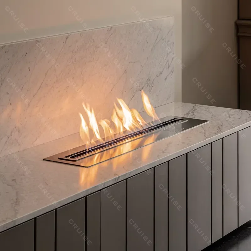 1800mm Bioethanol Fireplace Insert Eco Friendly Remote Control Ventless Ethanol Fire Pit Indoor Villa Living Room Decor