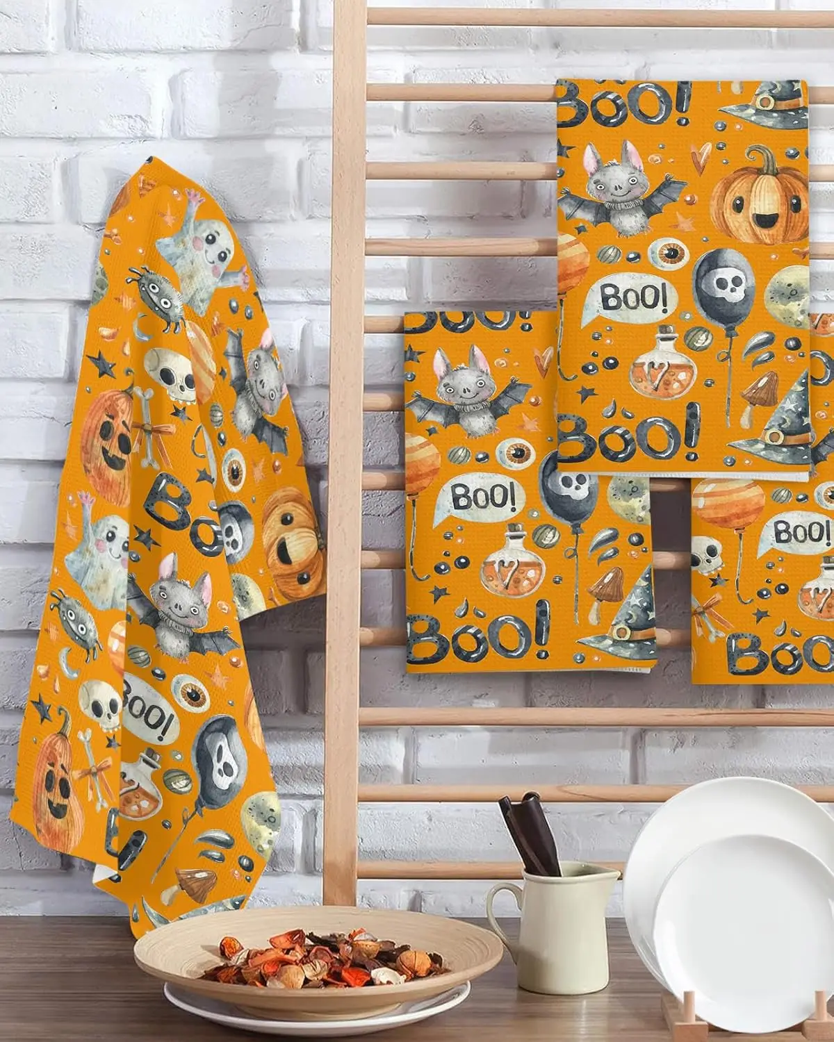 

Хэллоуин Череп Фонарь Тыква Летучая Мышь Мультфильм Призрак Кухонное Полотенце Чистящие средства Впитывающие Полотенца Для Рук Набор Украшения Дома