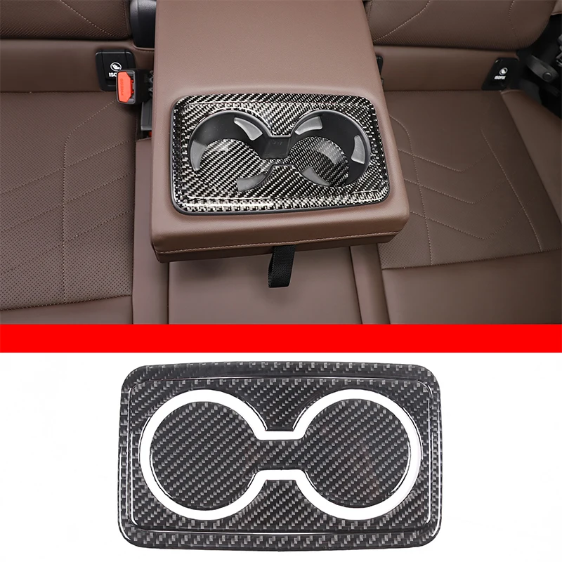 

For BMW X1 U11 2023-2024 Car Rear Hidden Cup Holder Panel Decoration Sticker Soft Carbon Fiber Interior Accessories