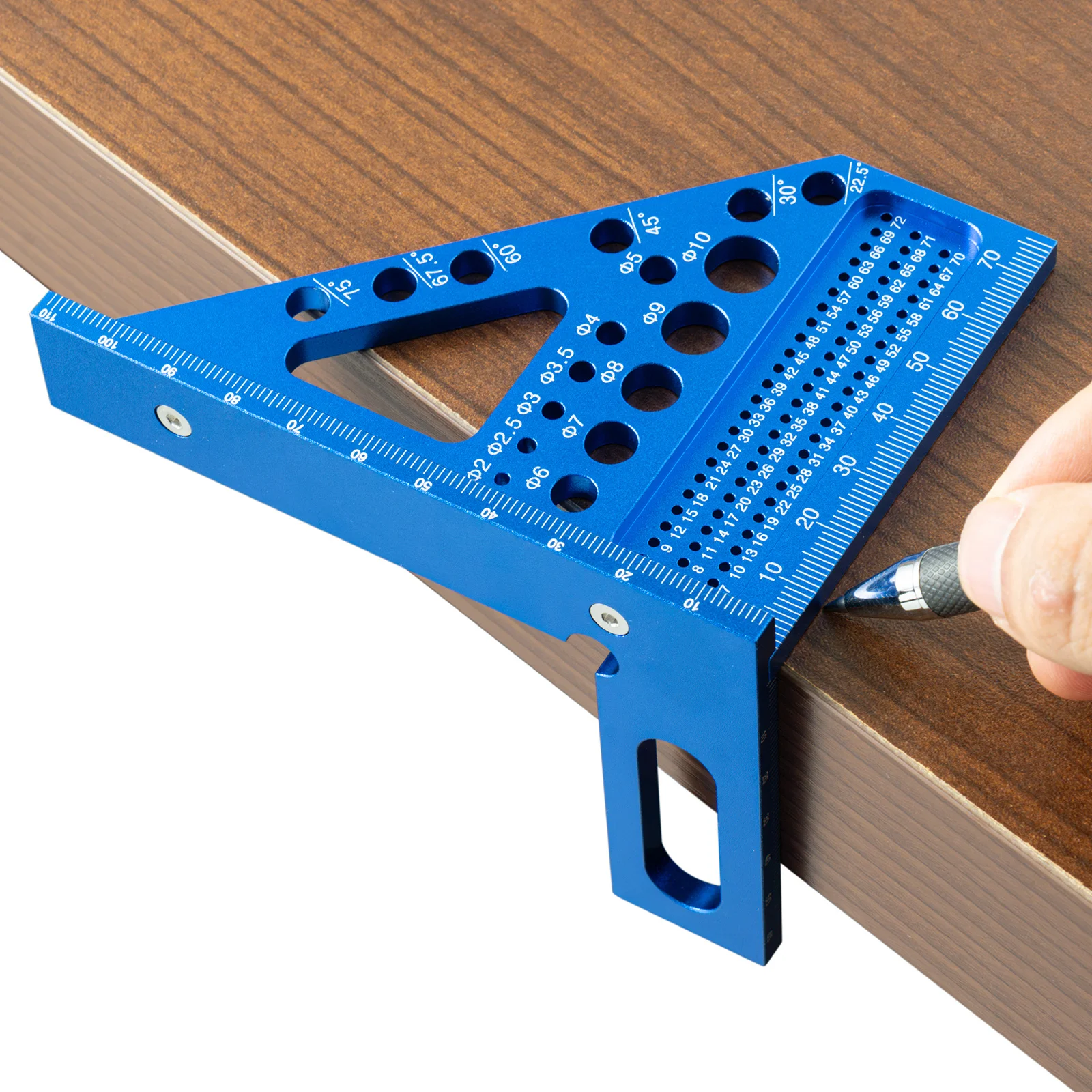 1pc Precision Aluminum Alloy Woodworking Square with Dowel Pins - Multi-Angle Scriber & Miter Ruler for Carpenters and Engineers view 6