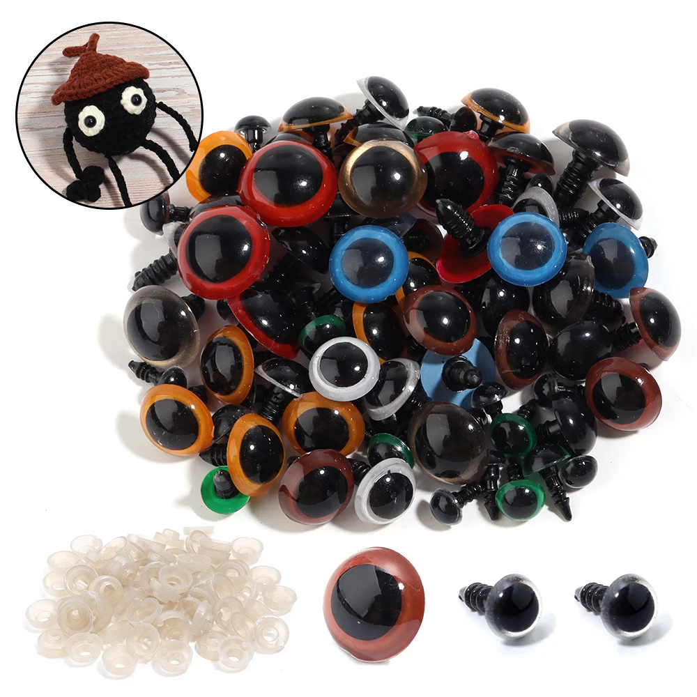 50Pcs/Lot 8-20mm Plastic Eyeball Doll Accessories Simulated Toy Eyes Safety Eyes For DIY Crafts Funny Animal Toy Eyes Gifts