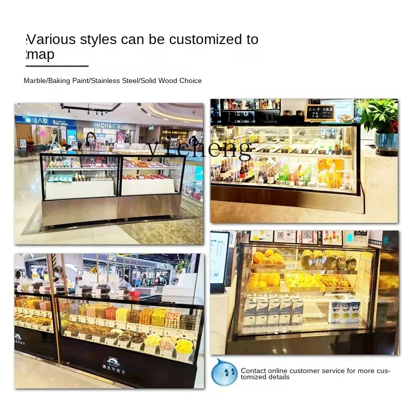 Cake Counter Refrigerated Display Cabinet Commercial Fruit Cooked Dessert Mousse Fresh Cabinet