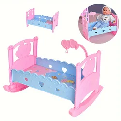 Cute Doll Cradle Bed Baby Dolls Bassinet Accessories for 8-10 inches Doll Easily Assembly Required Dollhouse Furniture