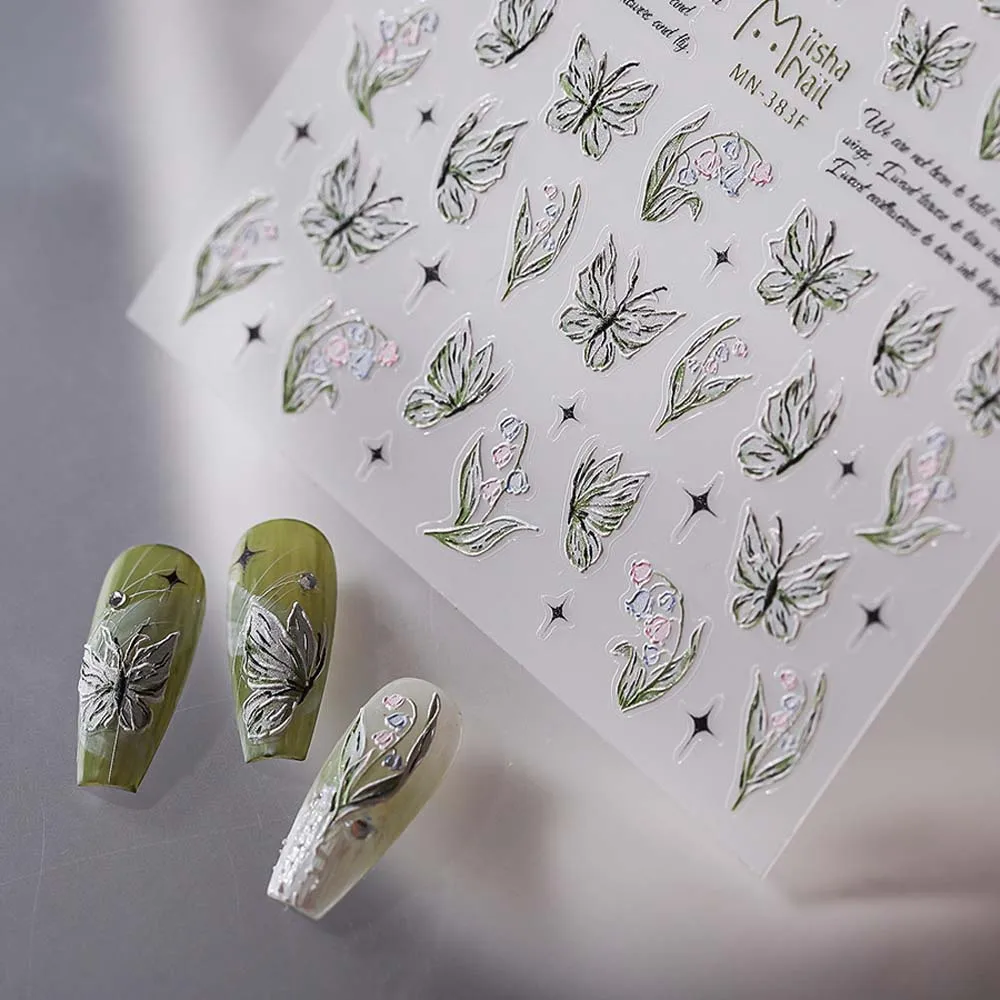 Adhesive Wildflowers Flower Nail Stickers Leaves Tulip Flower Nail Decals Butterfly Rose Flower Nail Decorations Spring