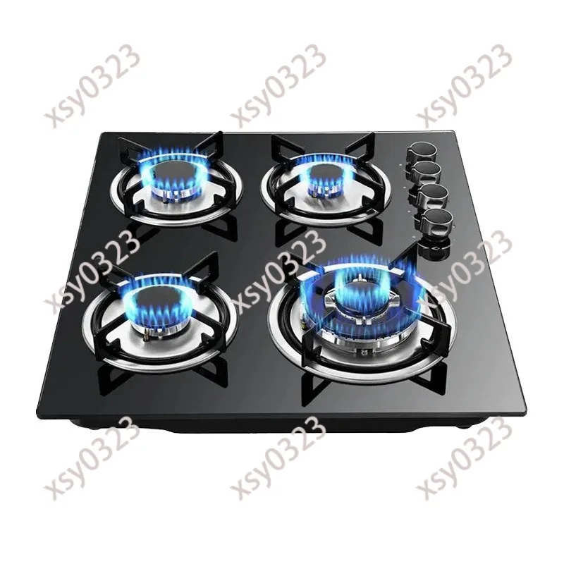 4 Burner Gas Stove Dual Use - Embedded & Desktop Kitchen Gas Cooktop for Home Cooking