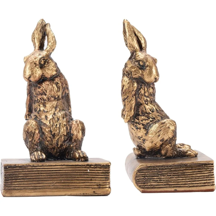 Book Ends for Shelves to Hold Books Hevay DutyDecorative Bookends for Bookshelf Décor Cute Animal Rabbit Book Stopper Easter Bu