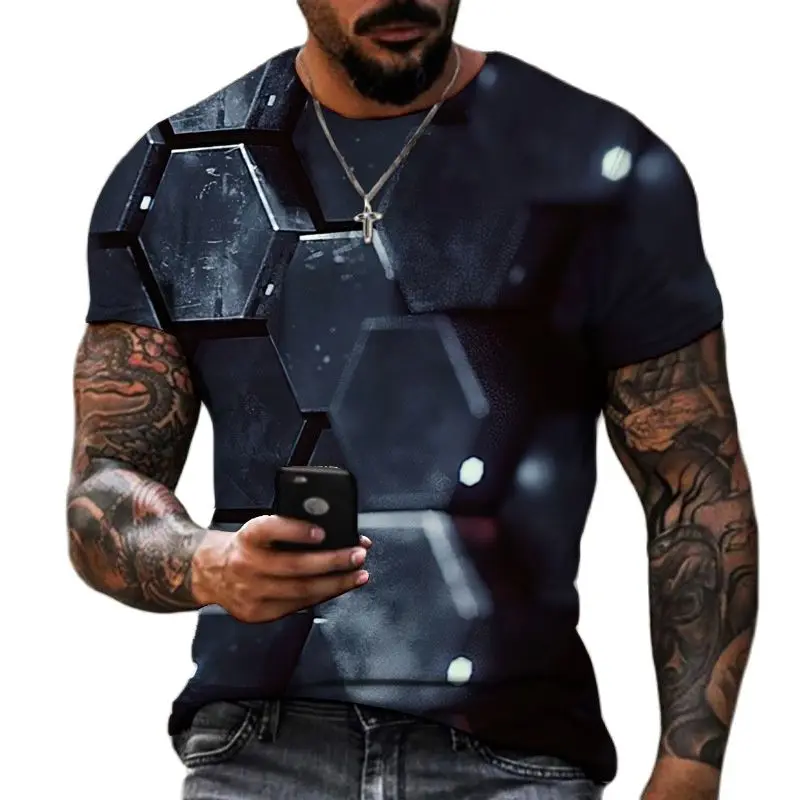 3D T Shirt For Men Fashion Hip Hop O-neck Short Sleeve Tops Abstract Harajuku Men\'s T-shirts Oversized Tees Shirt Man Clothing