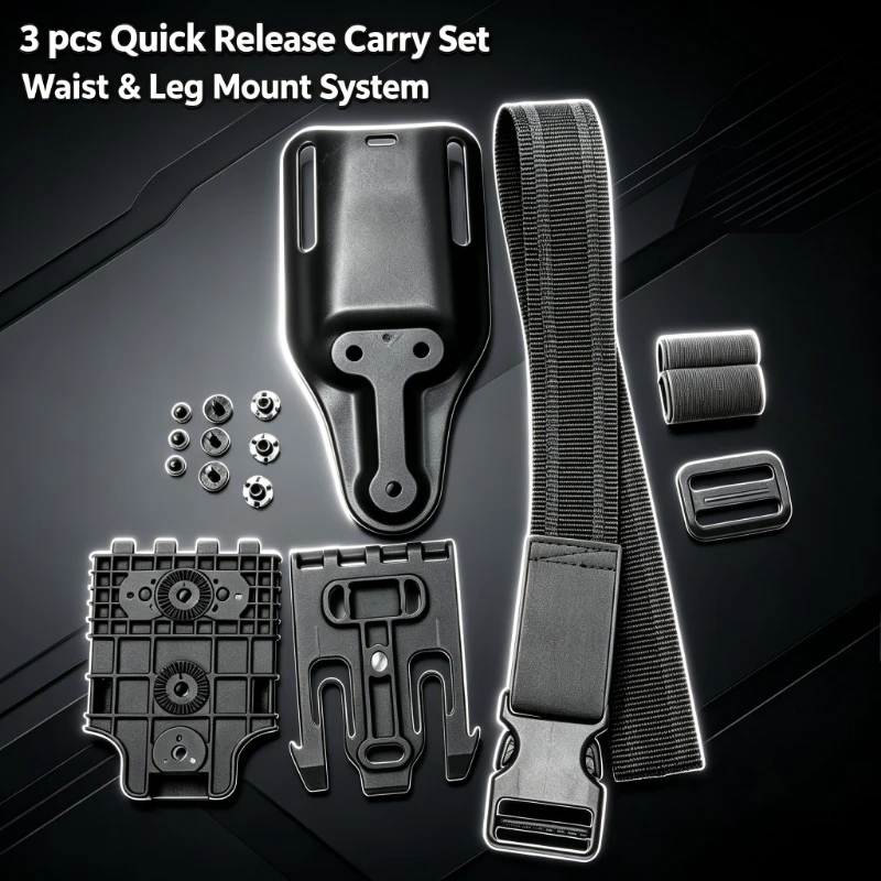 3PCS Outdoor Waist Leg Carrying System Quick Release Buckle Portable Utility Storage Accessories Set