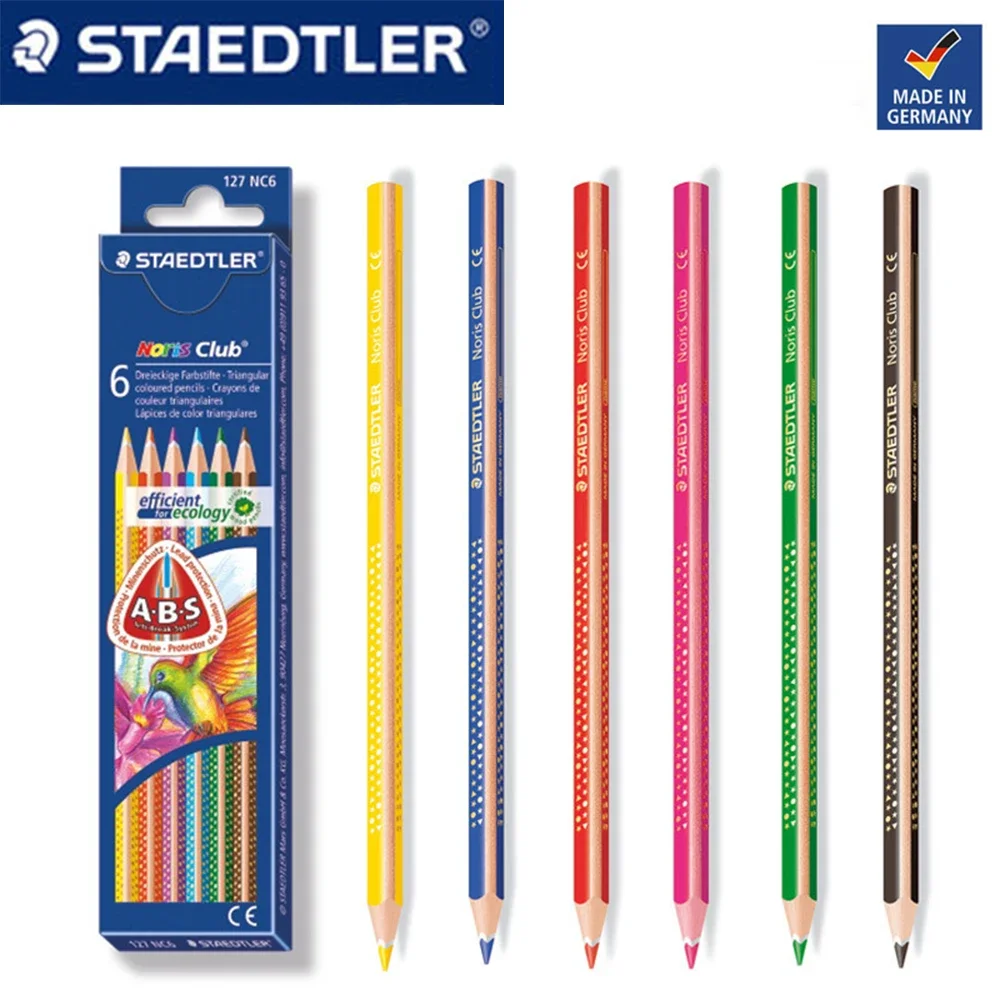 6PCS STAEDTLER Color Pencil 127 NC6 Triangular Pen Barrel Anti-broken Core Painting Color Crayons Art Stationery School Supplies