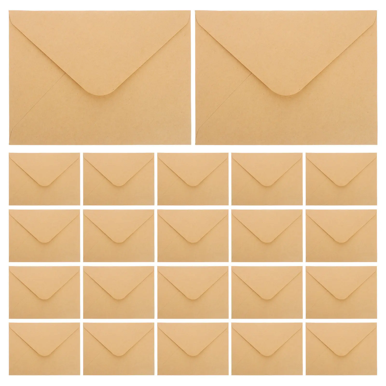100Pcs Brown Kraft Paper V-Flap Envelopes Moisture Activated Seal for Wedding Invitations Greeting Cards Thank You Notes Photos