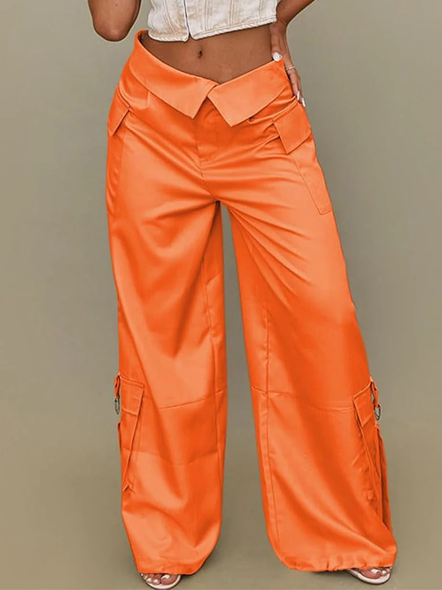 

Baggy Parachute Pants for Women Straight Wide Leg Jeans Drawstring Ruched Cargo Pants Jogger Y2K Pants with Pockets