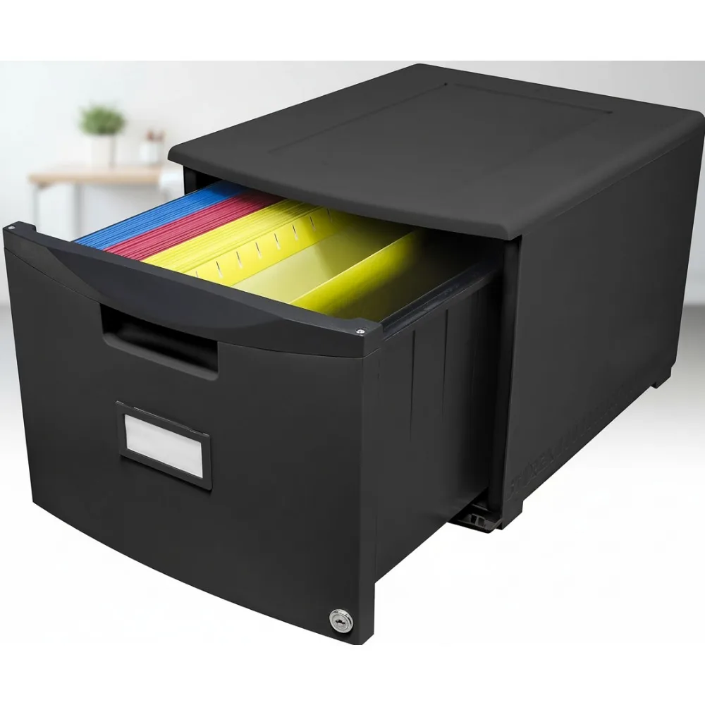 

Мобильный картотечный шкаф с запирающимся ящиком, черное пластиковое хранилище для домашнего офиса, органайзер Legal Size для писем