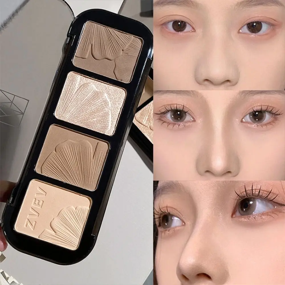 All-Day Wear 4 In 1 Contour Palette Matte Coverage Contouring Sculpts Shading Powder Sharpens Highlighter Bronzer