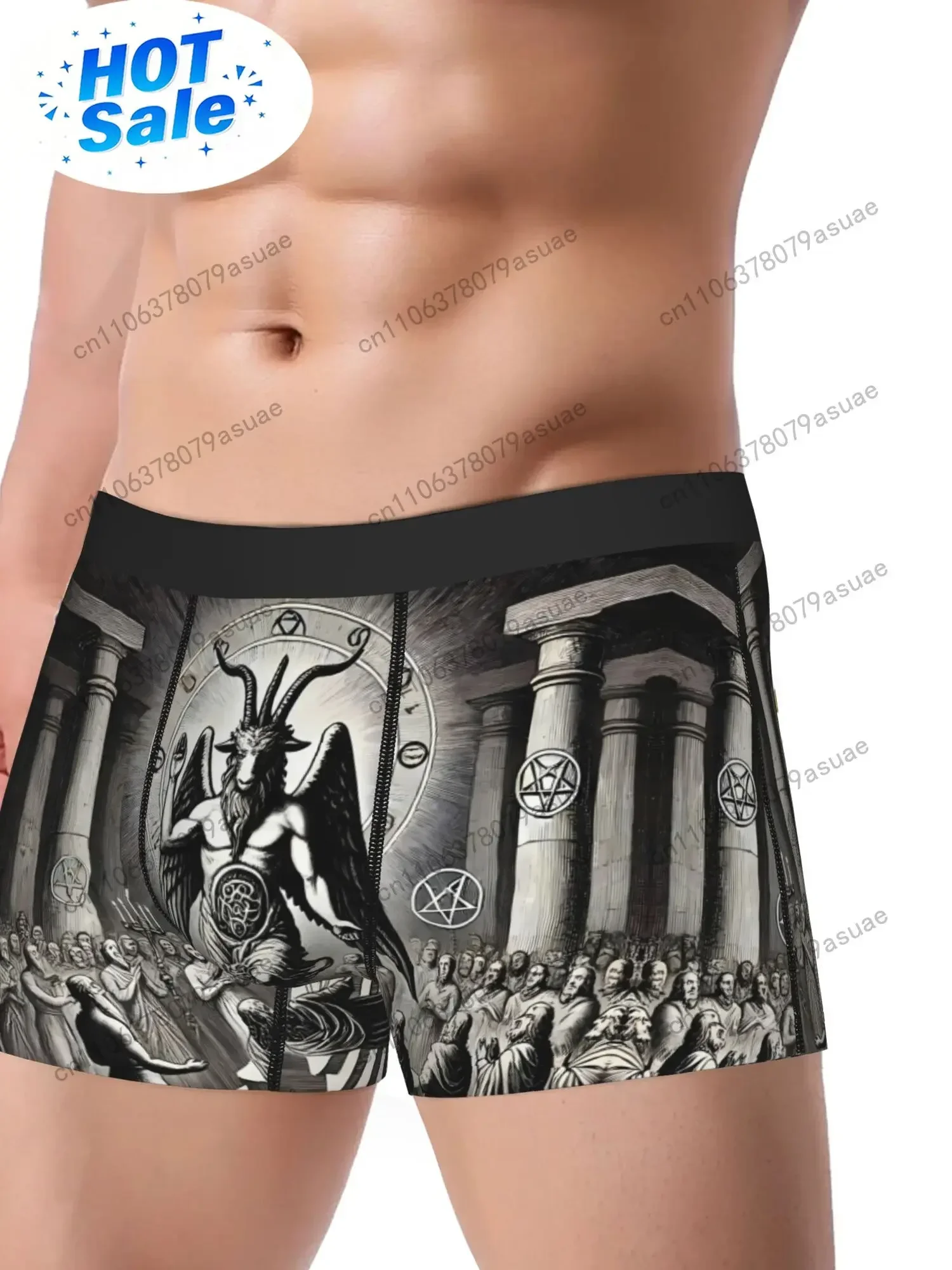 Satan Men'S Boxer Briefs Stretch Fabric Gothic Angel  Destruction Print Comfort Fit Underwear for Men Novelty Boxer Shorts bLACK
