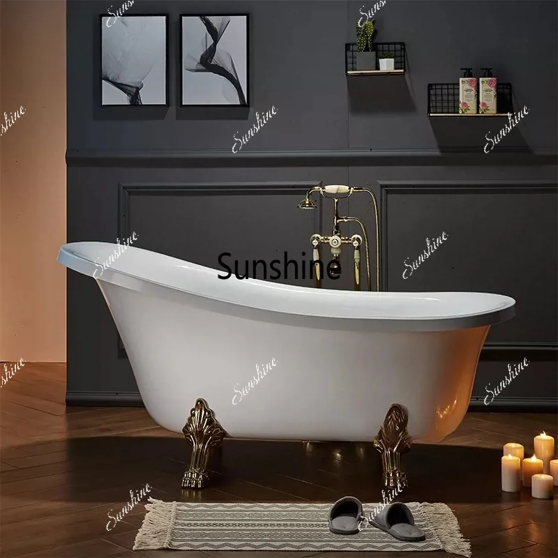 Concubine independent acrylic bathtub brushed gold bronze color ribbon foot home