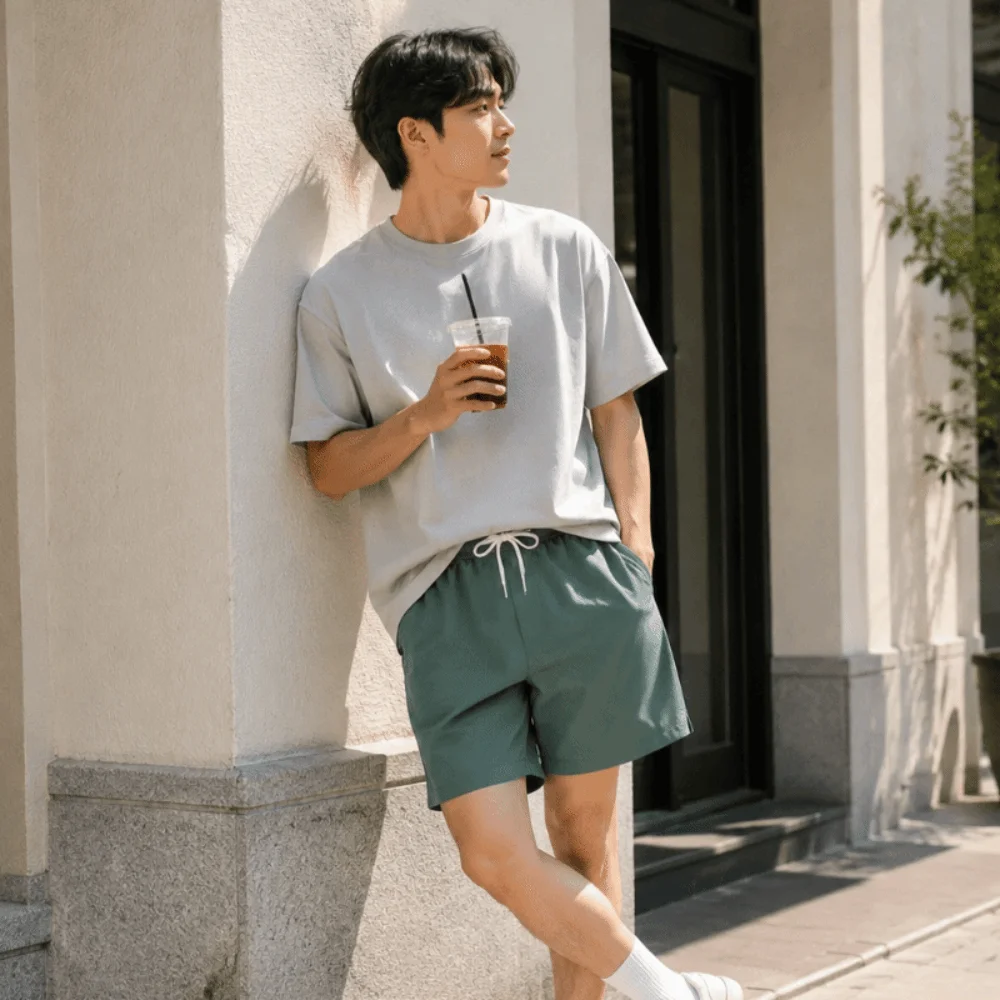 Summer Breathable Sports Shorts Thin Ice Silk Casual Short Pants Gym Clothes Lace-up Quick Dry Shorts Men
