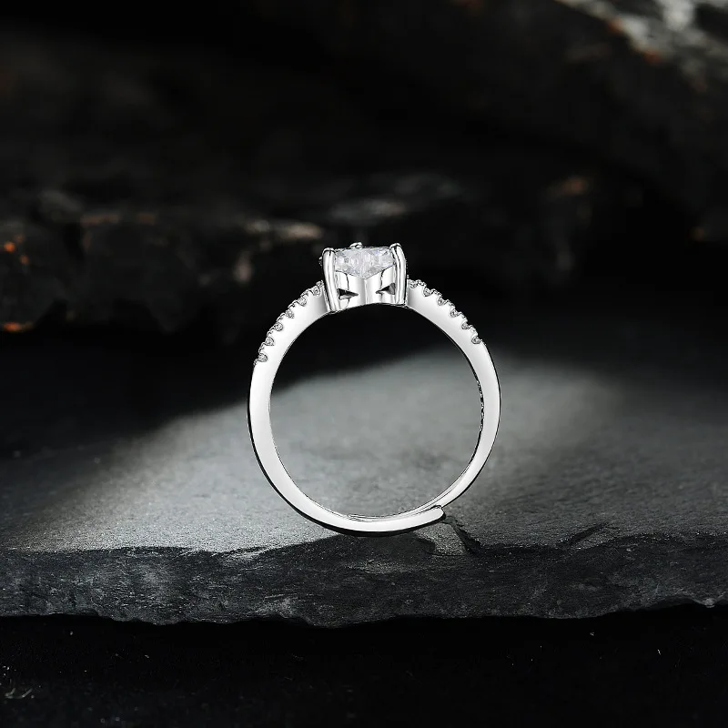 Women's 925 Sterling Silver Heart Ring with Zircon