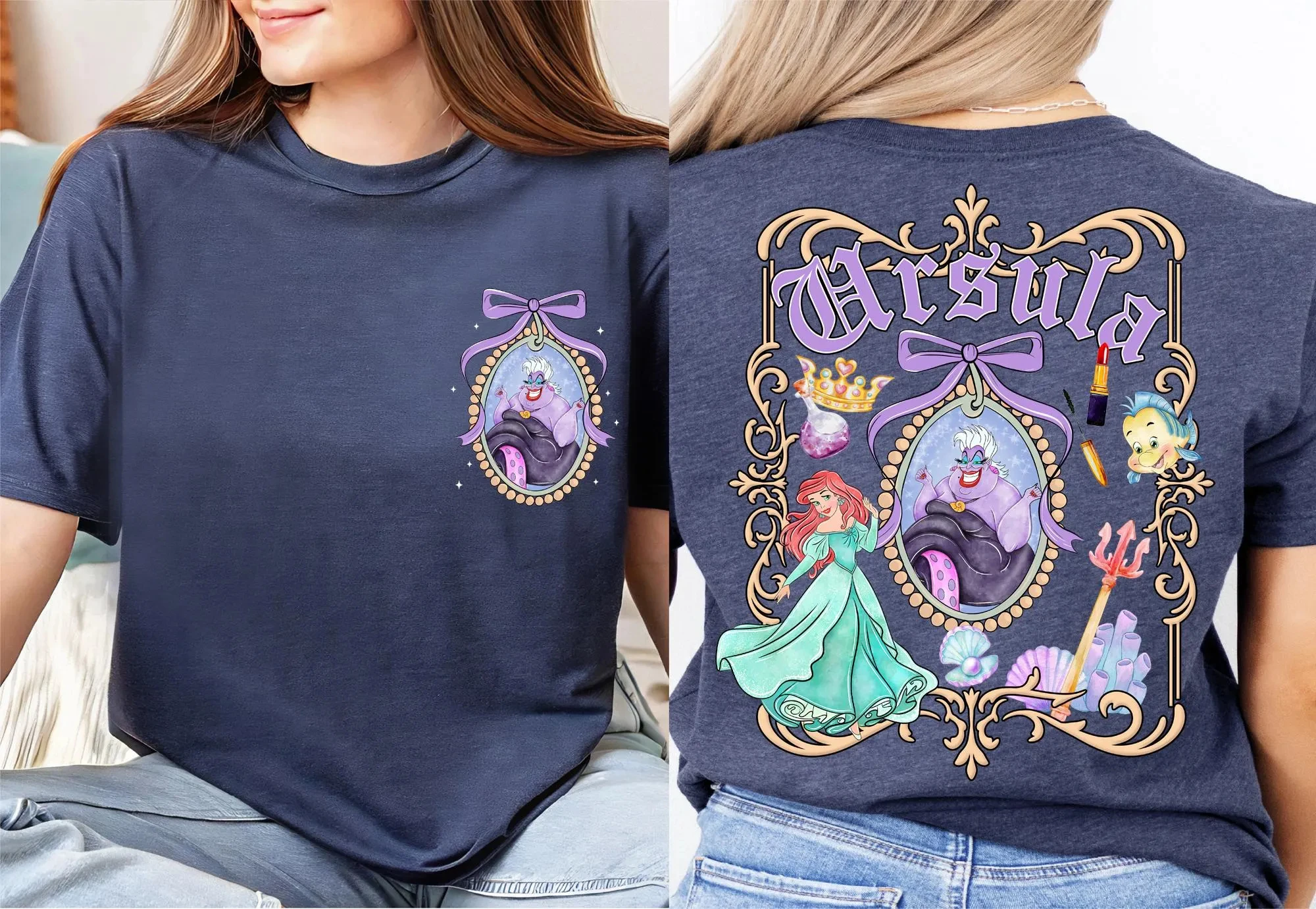 Coquette Ursula القوس تي شيرت ديزني Ursula قميص ديزني حورية البحر الأشرار تي شيرت الفتيات السيئة قميص Ursula قميص WDW الأسرة Vacay المحملة