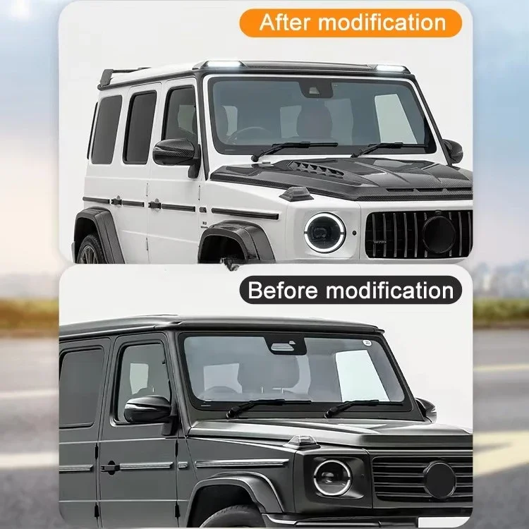 Top Wing Carbon Fiber Car Automotive Parts for G Class W464 W465 G350 G400 G500 B Style Front Roof LED Spoiler 2