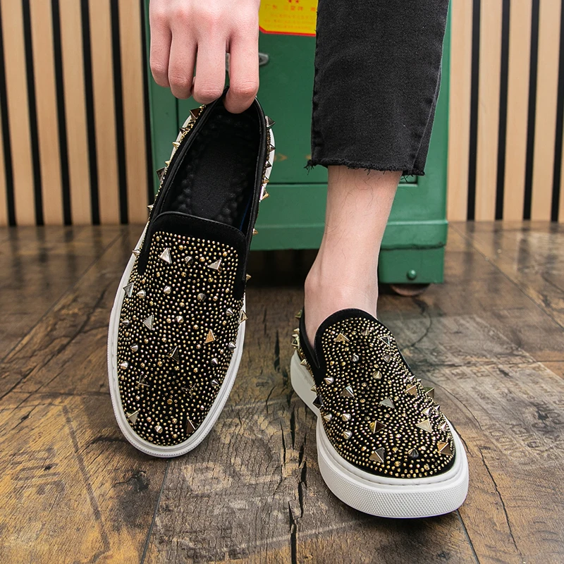 

Men Loafers Suede Flat Bottom Comfortable Breathable Youth Personality Nightclub Hairstylist British Style Casual Shoes