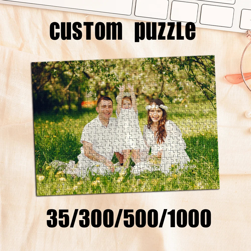 35/300/500/1000pcs Personalized Custom Photo Family Travel Puzzle Father's Day Back To School Halloween Christmas New Year