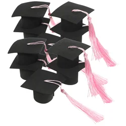 Gratulacje Grad Cupcake Decoration Graduation Season Mini Bachelor's Hat and Doctor's Party Ornaments 10pcs (czerwony frędzel) Decorate