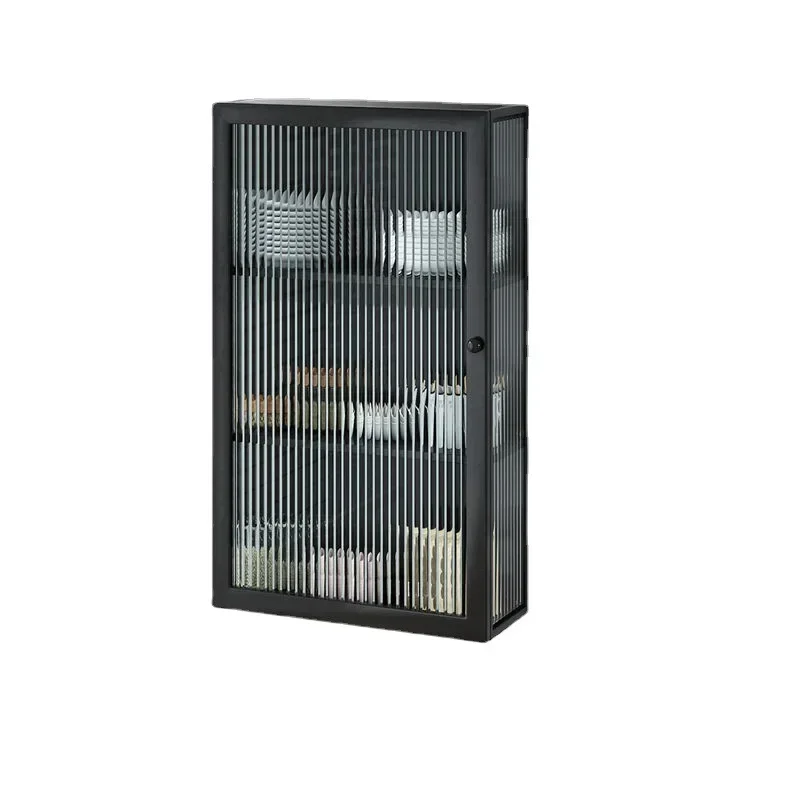 

Simple wall cabinet, bathroom light luxury simple Nordic metal glass door wall cabinet, storage rack