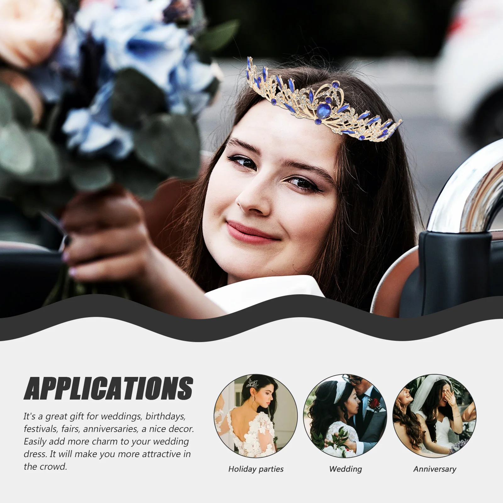 Elegancka tiara ślubna z cyrkoniami, korona, opaska na głowę, dodatek dla panien młodych, tiary ślubne dla kobiet, korony i tiary.