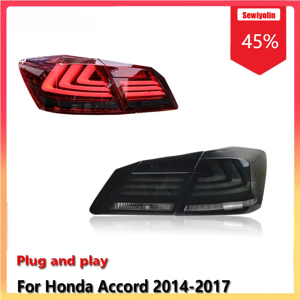 

Автомобильный светодиодный задний фонарь, автомобильные детали для HONDA Accord 2013-2017 RGB, авто противотуманные DRL, стоп-сигнал, указатель поворота, Plug and Play