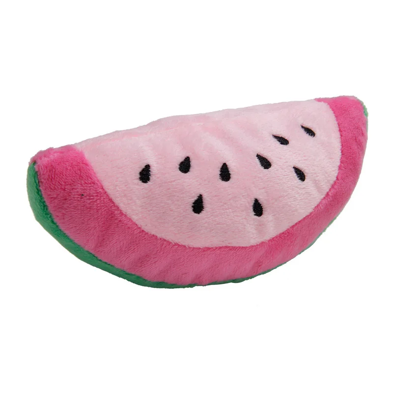 1PCS New Dog Chew Toy Sounding Puppy Fruit Vegetable Chicken Drum Bone Squeak Toy Pets Plush Red Pepper Fruit Shaped Squeak