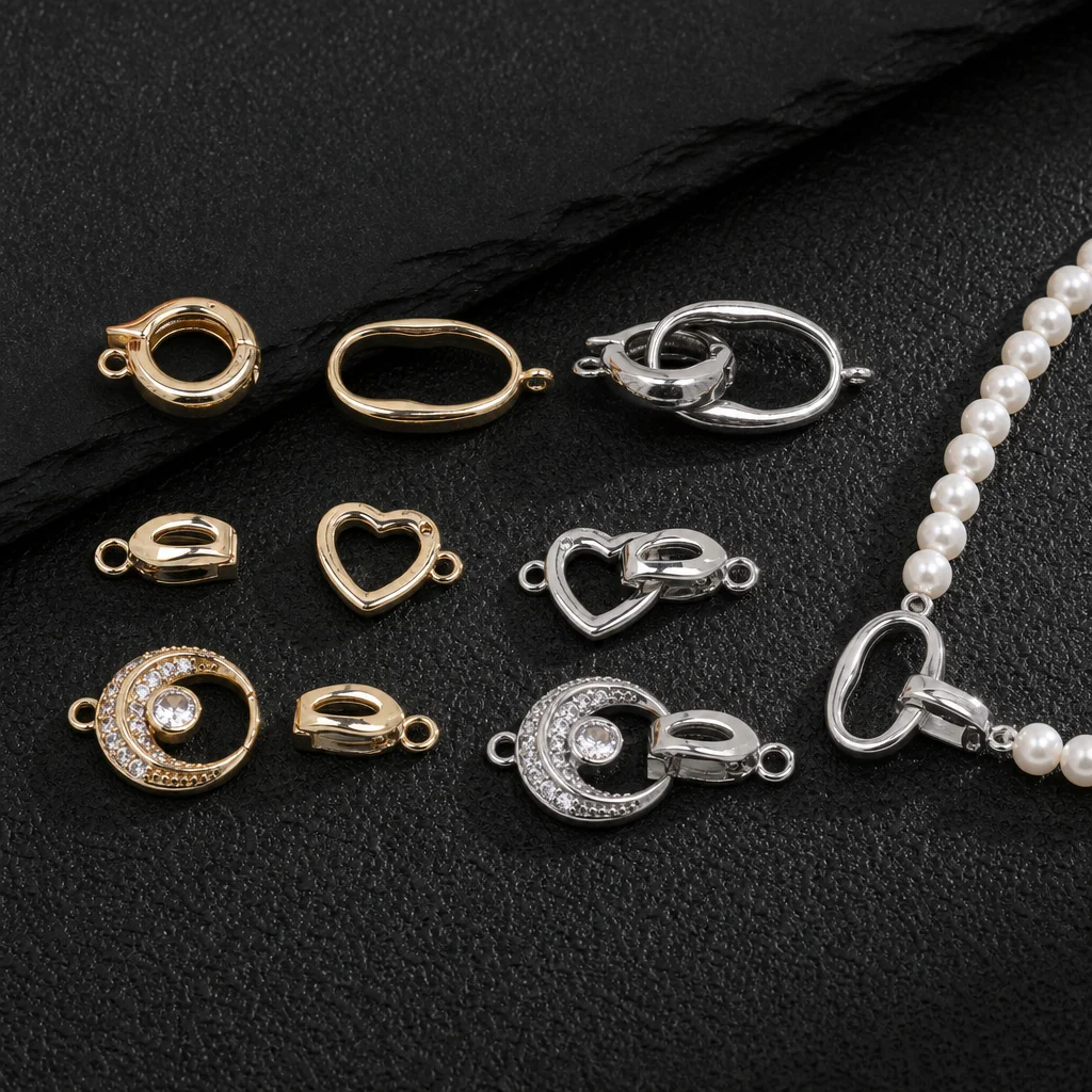 2 Stück 18K vergoldete dekorative Verschlüsse, Verbindungsverschlüsse, Perlenverschlüsse, Zubehör für DIY-Armbänder, Halsketten, Schmuckherstellung – Detail 1