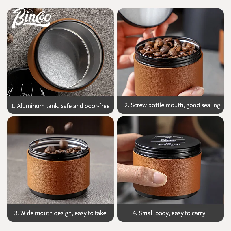 Bincoo 150 مللي علبة قهوة صغيرة مختومة فراغ أكياس حبوب البن تخزين التخييم حاوية محكمة الغلق للأغذية 80 مللي