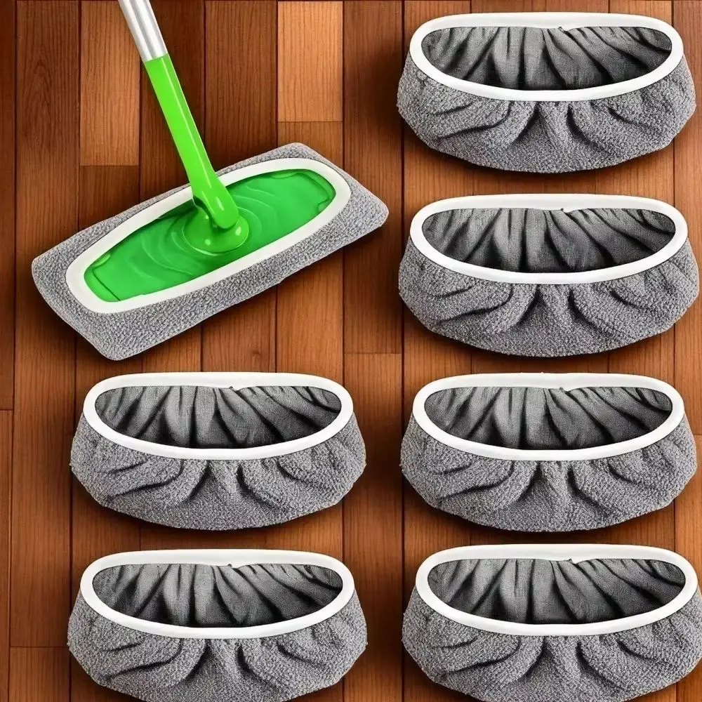 4PC Reusable Mop Pads with High Water Absorption and Ultra-fine Fiber Cleaning Pads That Can Firmly Adhere To Most Standard Mops