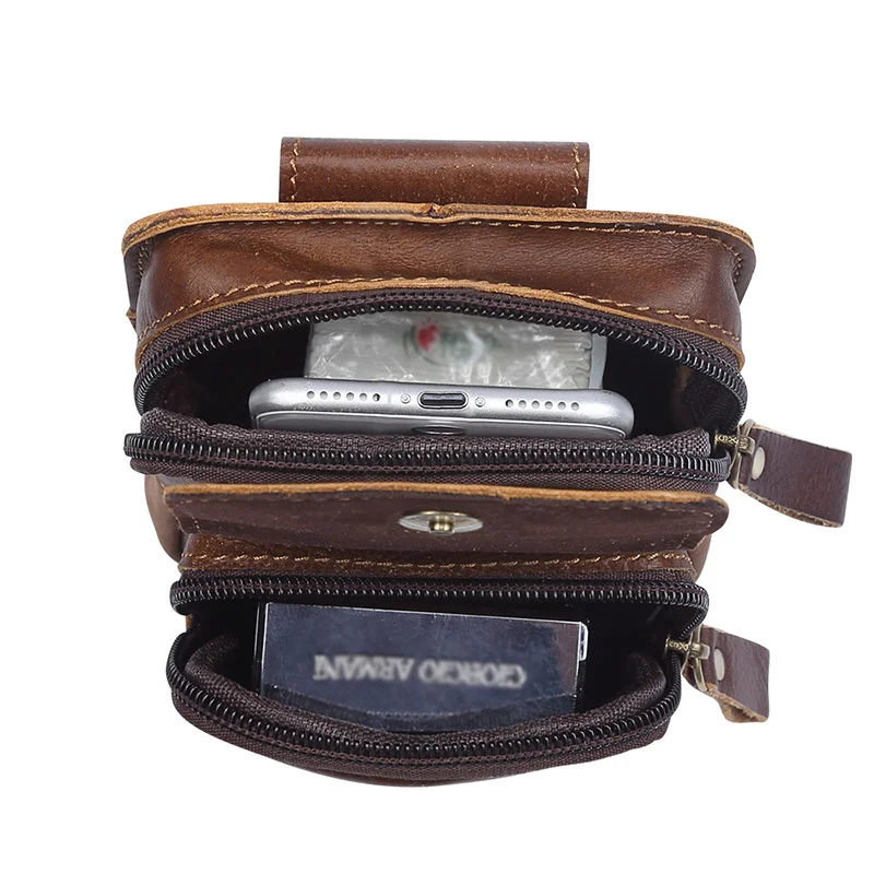 Bolsa de cintura de couro genuíno para homens, Fanny Pack masculino, cinto, ombro, bolsa para celular, viagem, novo, 2022