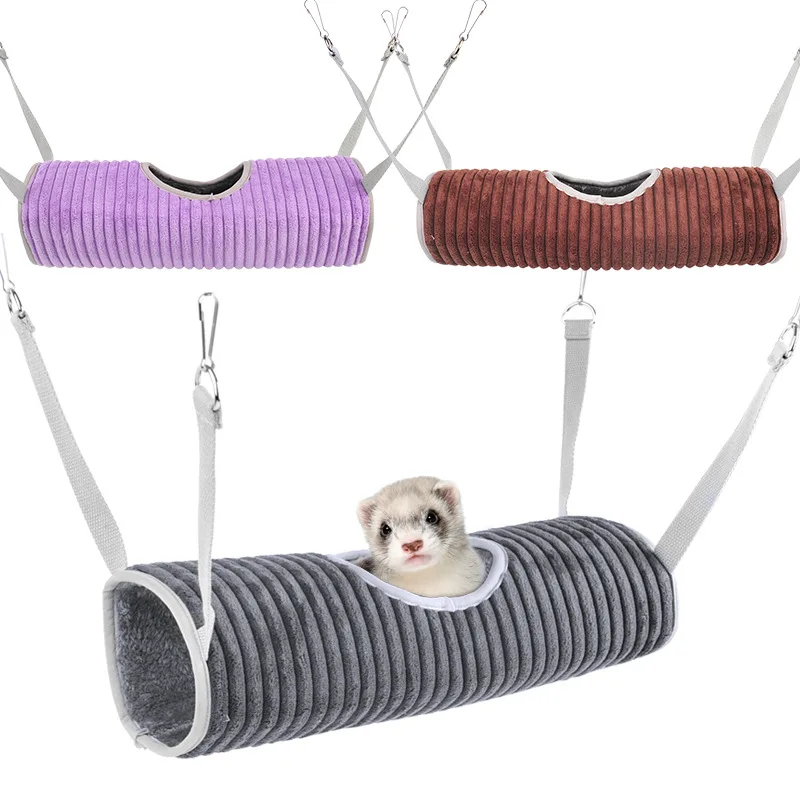 Hamster Cage Hammock Ferret Hide Tunnel Warm Rat Small Animals Play Tube Swing Sleeping Hanging Bed Nest Hideaway Toy