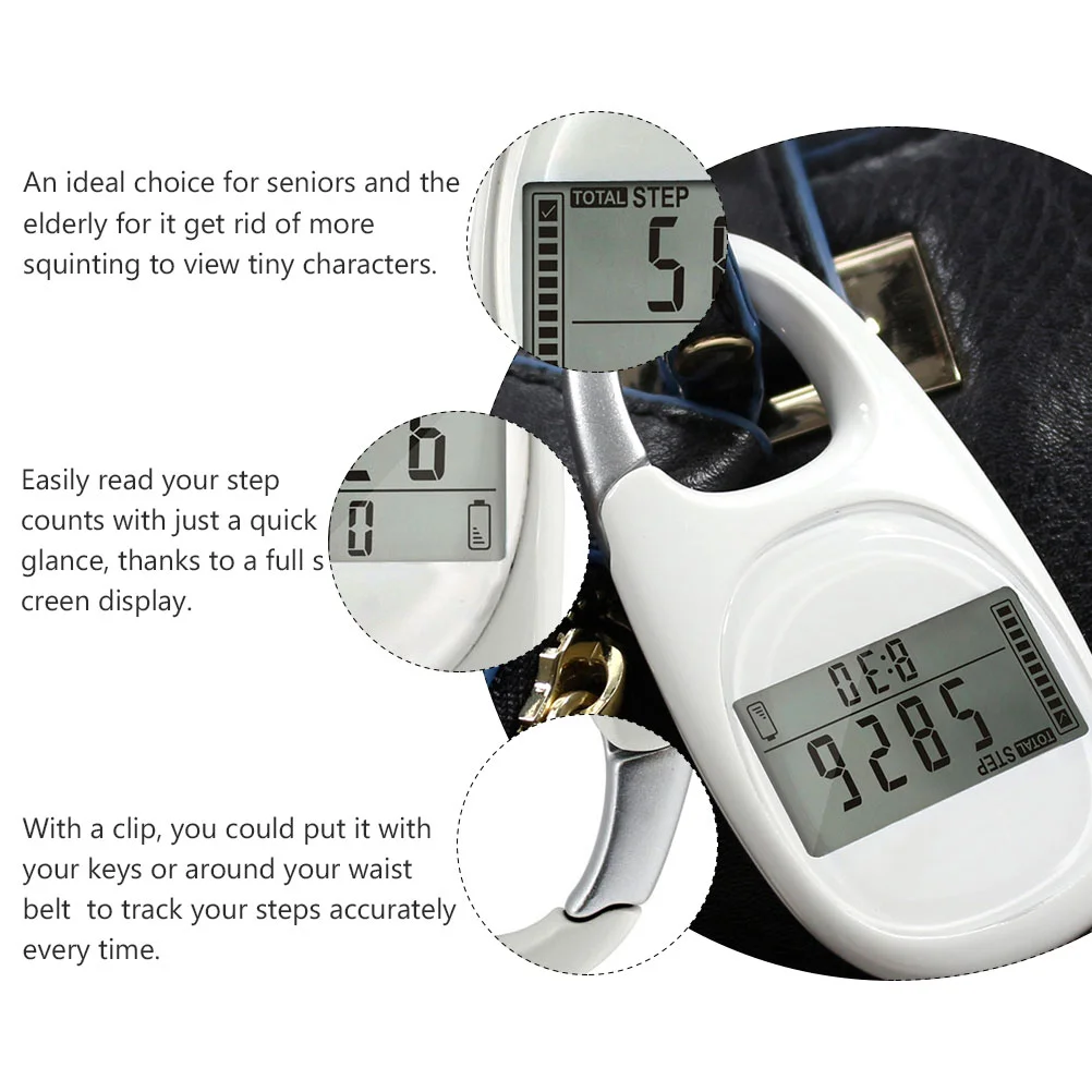 Multifunction Fitness Pedometer Clip for Walking Running Full Screen Display Accurate Activity Record Random Color