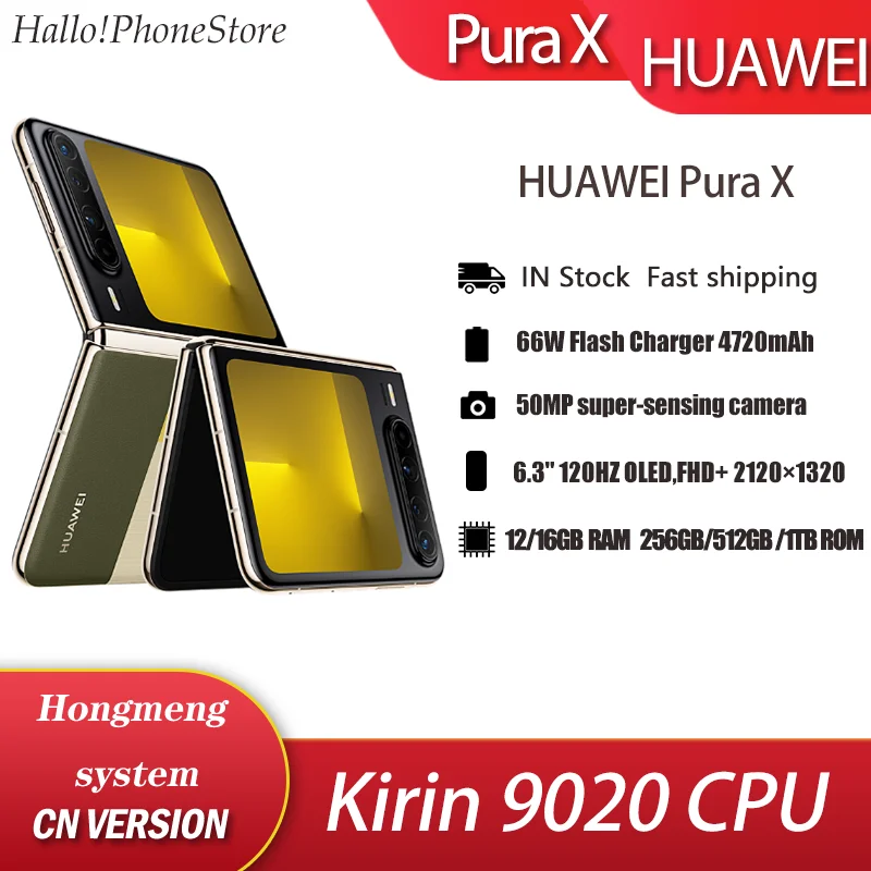 Оригинальное зарядное устройство для Huawei Pura X Kirin 9020, 6,3 дюйма, LTPO OLED, 66 Вт, 4720 мАч, лазерное зарядное устройство HarmonyOS 5,0,1, NFC