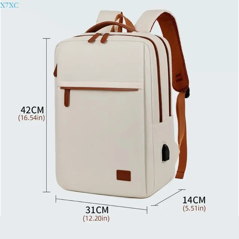 X7XC Practical School Bag Large Capacity Laptop Backpack with USB Charging Port