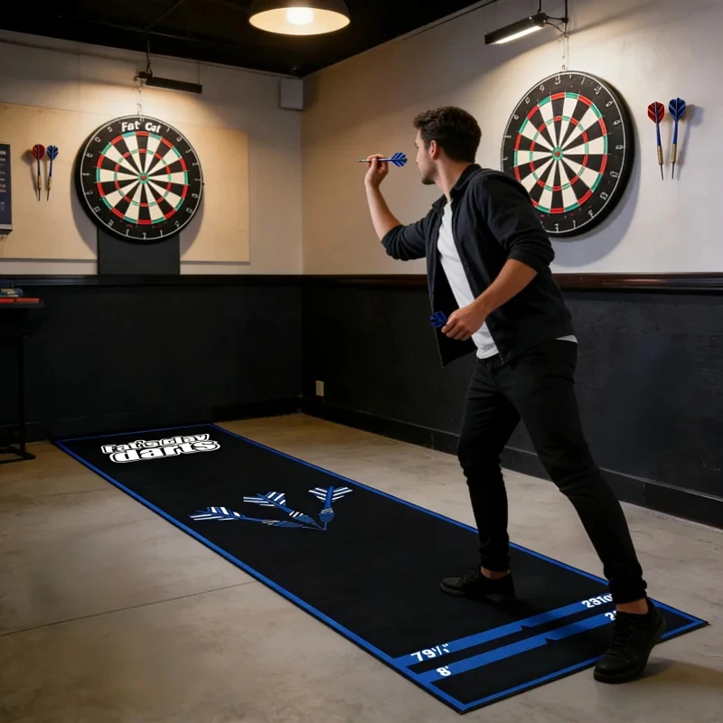 Professional Anti-Slip Darts Mat Standard Throwing Line Long Floor Mat for Darts Game Rooms Bars Home Decor