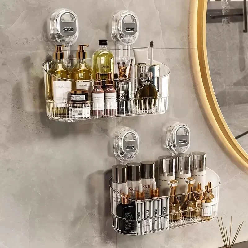 

No-Drill Bathroom Suction Storage Box, Powerful Suction Cup Storage Rack Corrugated Suction Cup Storage Holder Shower Shelf
