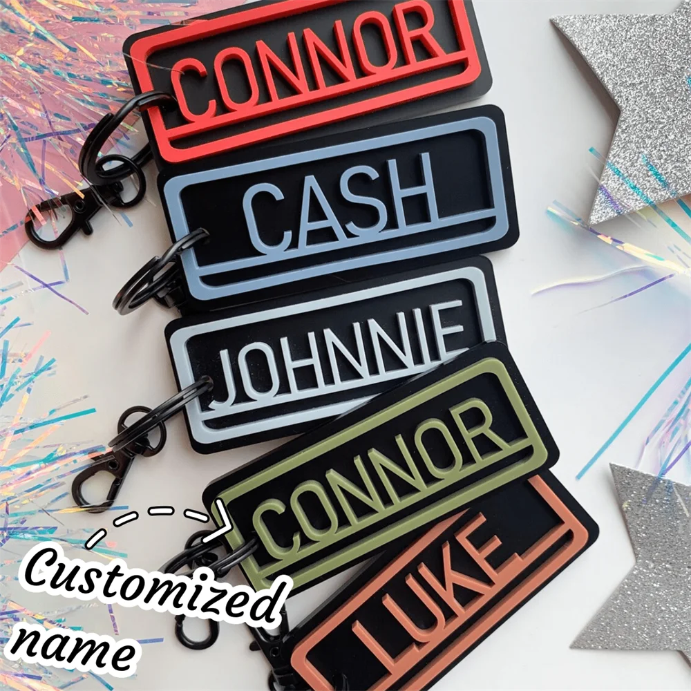 Personalisierter Acryl-Schlüsselanhänger mit Namen, Rechteckiger Schlüsselanhänger, Abschlussfeier-Dekoration, Geschenk, Individueller Namens-Schlüsselanhänger