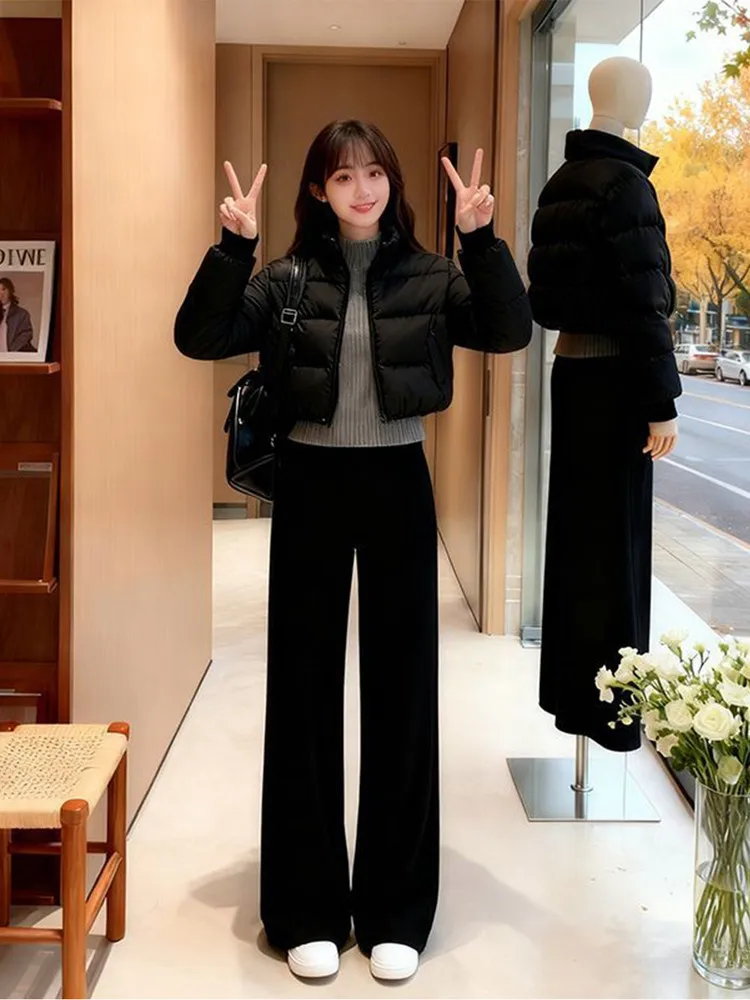 

Slimming ort Cotton Jaet Women's Faionable Winter Outerwear Light Warm Korean Sle Commute Straight Cut Long Sve Zi...