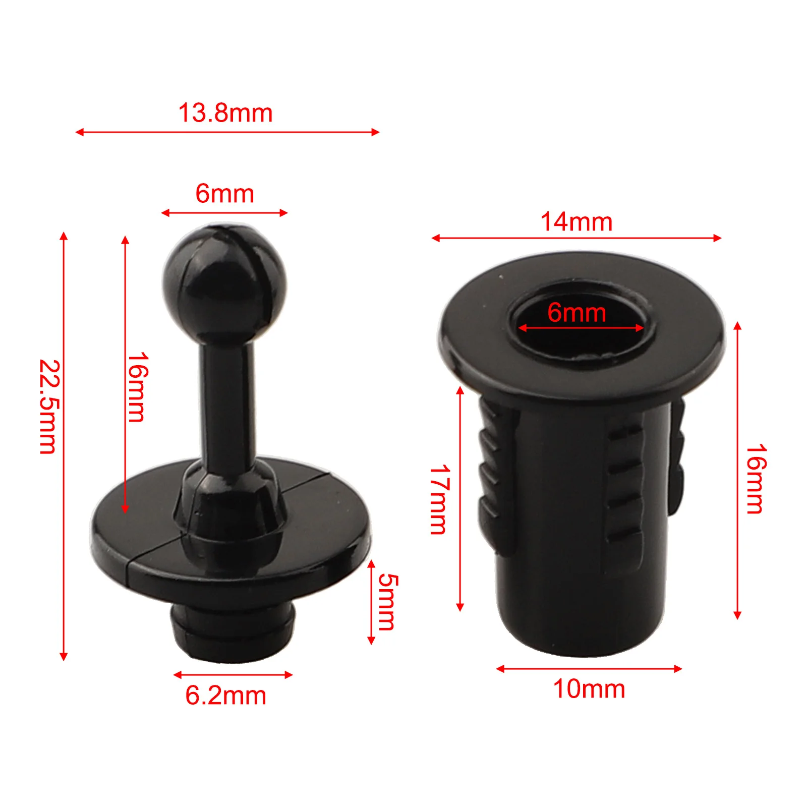 Diarypiece Kit 10 Paia Di Perni A Sfera E Presa Per Griglie Altoparlanti – Viti In Plastica ABS Per Fissaggio Griglie, Nero
