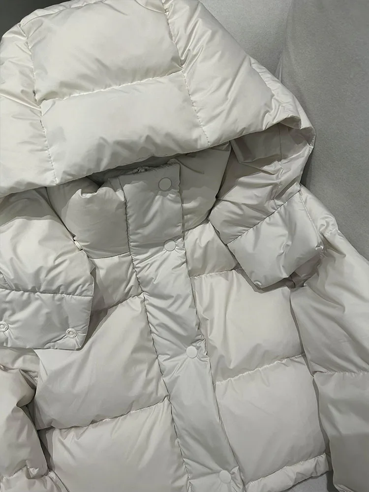 Coreano sle ort branco puffer jaet feminino inverno thiened casaco pão sle chapéu incluído viagem faion fibra de poliéster