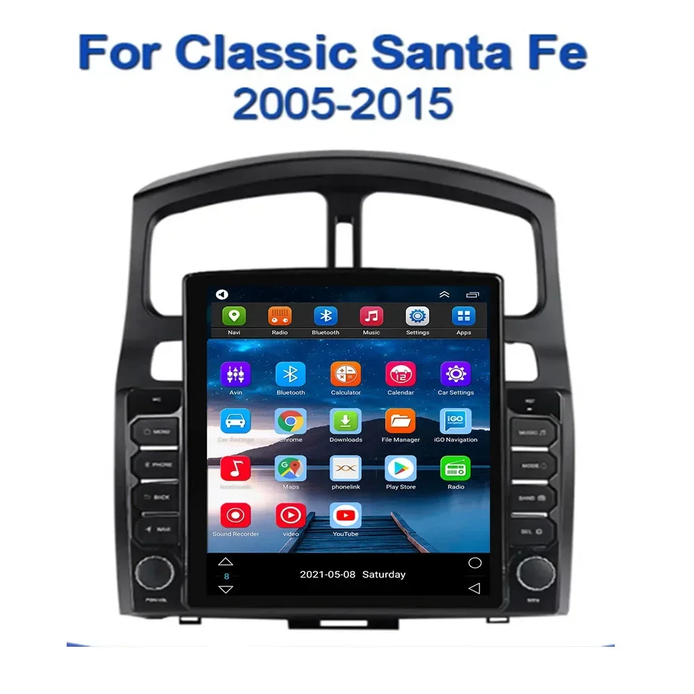 Android 15 2Din 8GB RAM Head Unit Radio For 2005 2006-2015 Hyundai Classic Santa Fe Car GPS Multimedia Player