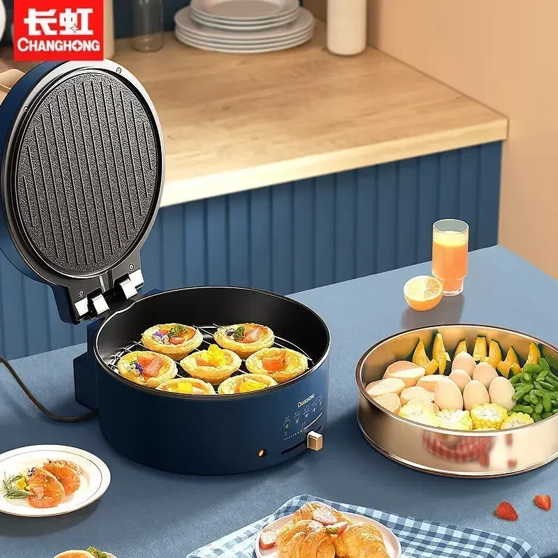 All-in-one frying and grilling hotpot machine, multifunctional pancake pan, double-sided heating pancake breakfast machine, 220V