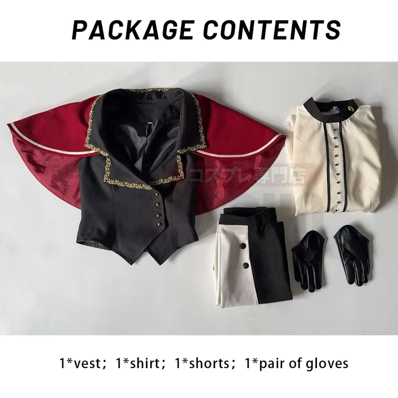 BanG Dream Ave Mujica アニメ ティモリス・ウミリ ヤハタ コスチューム シャツ ショーツ ベスト 手袋 コスプレ イベント 日常着 ギフト6;d'3,h'7.b;