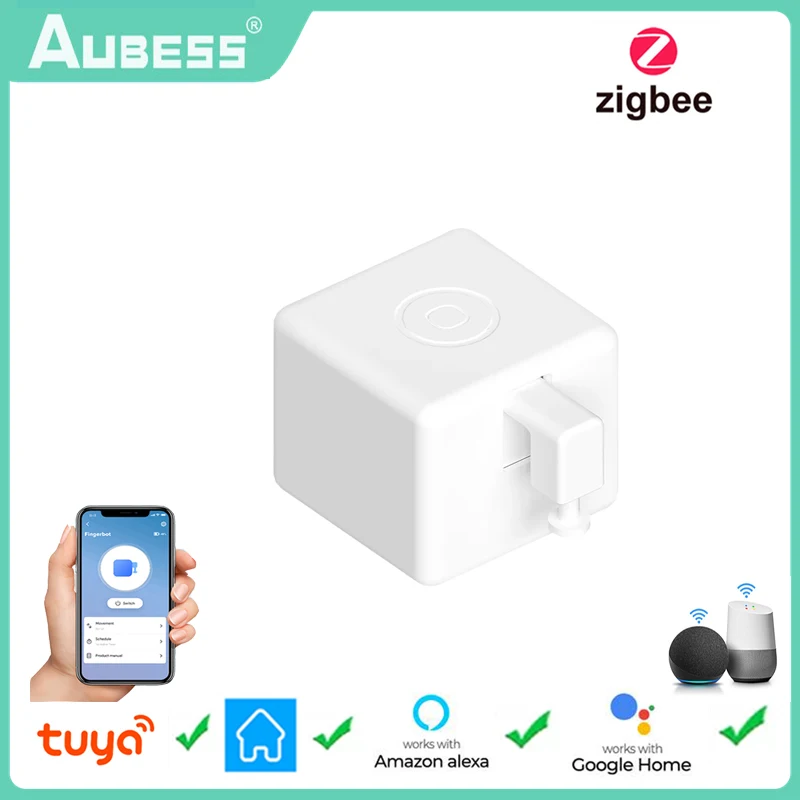 

AUBESS Tuya Zigbee Fingerbot Plus Smart Switch Button Pusher Smart Life Timer Voice Control Works with Alexa Google Assistant