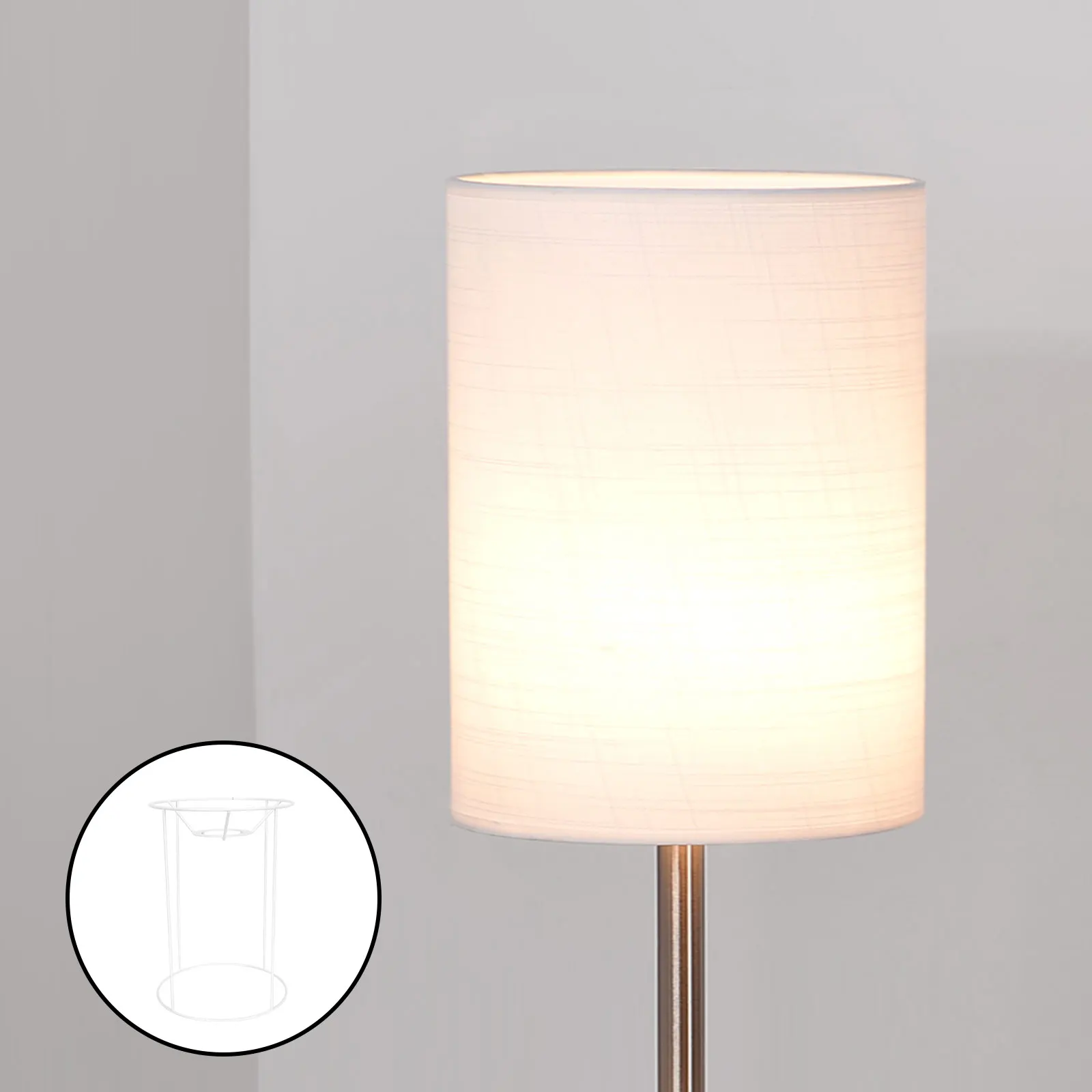 

Iron Lampshade Rack Round White Material DIY Table Light Frame E27 Chandelier Bracket Desk Lamp Frame Durable Anti Rust Sturdy